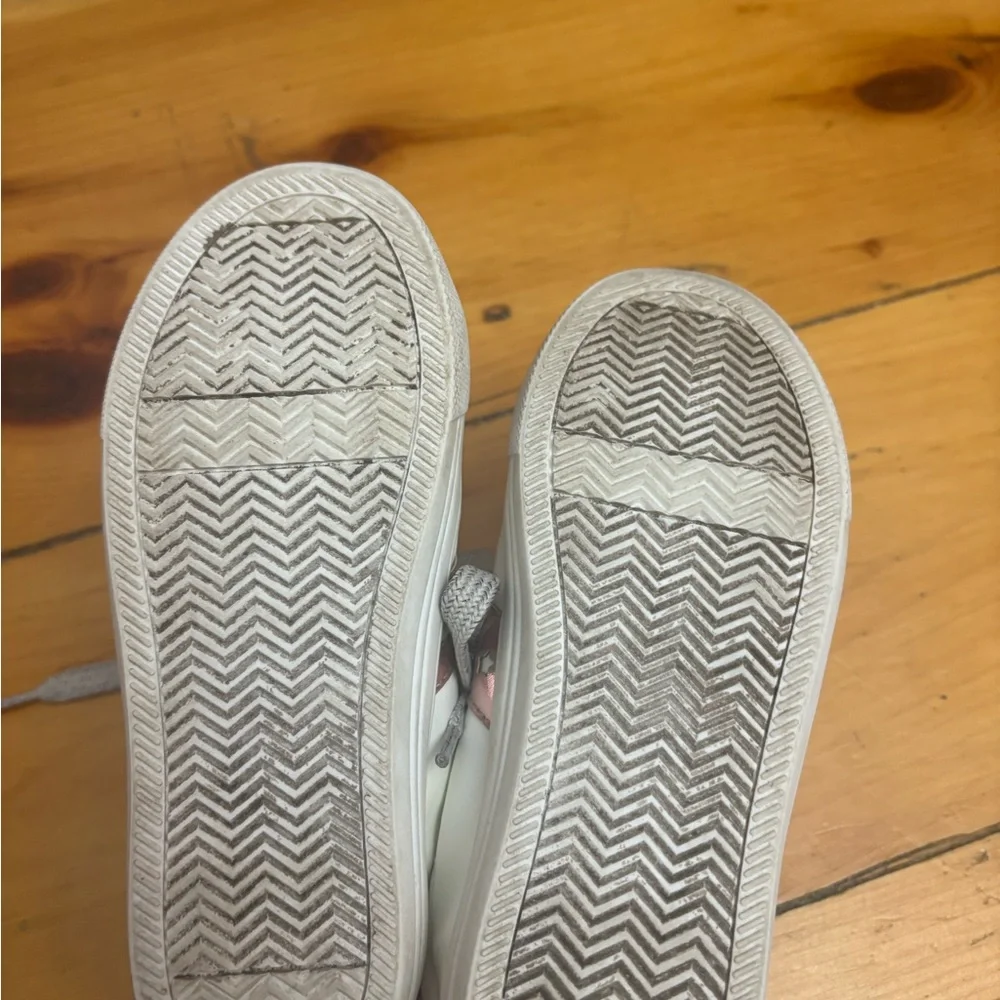 GAP Kids Toddler Girls Sneakers Size 12 White Rose Gold Lace Up Casual Shoes